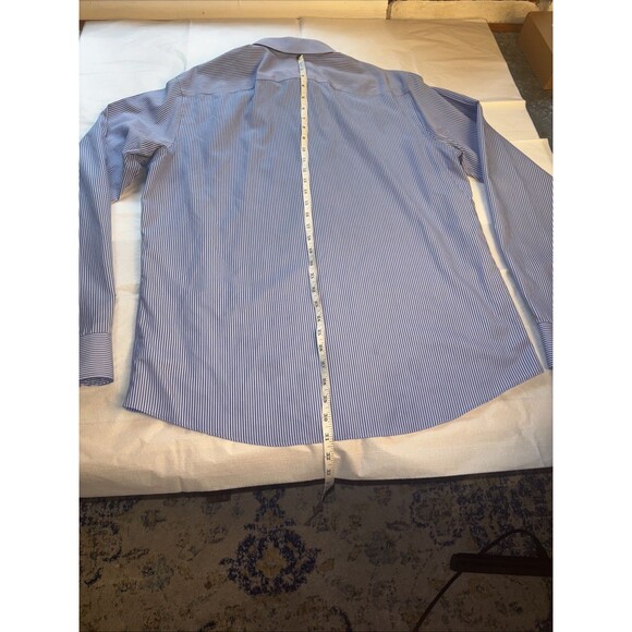 UNTUCKit Mens Large Friulano Shirt Blue On Blue Striped Italian Cotton - Picture 4 of 8